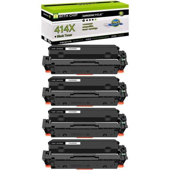 greencycle Compatible Toner Cartridge Replacement for HP 414X W2020X (With Chip) to use in Color Pro MFP M479fdw M479fdn M454dw M454dn M479dw M455dn M479 M454 Printer - 4 Pack W2020X, Black