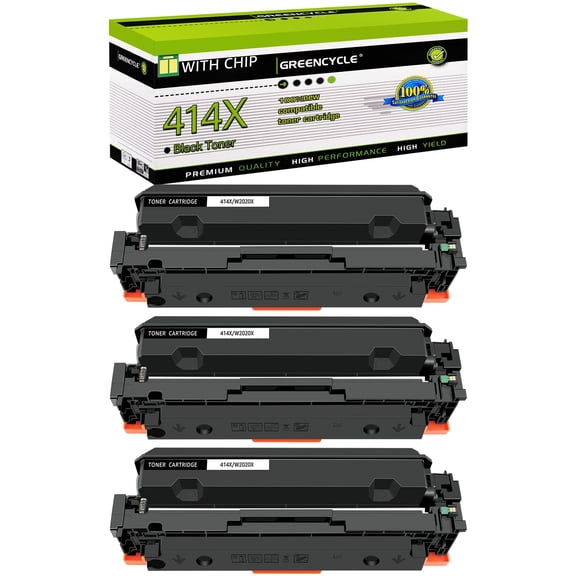 greencycle Compatible Toner Cartridge Replacement for HP 414X W2020X (With Chip) to use in Color Pro MFP M479fdw M479fdn M454dw M454dn M479dw M455dn M479 M454 Printer - 3 Pack W2020X, Black