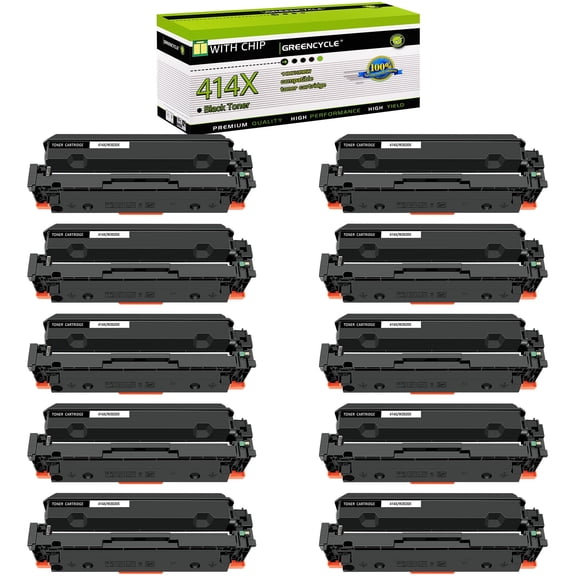 greencycle Compatible Toner Cartridge Replacement for HP 414X W2020X (With Chip) to use in Color Pro MFP M479fdw M479fdn M454dw M454dn M479dw M455dn M479 M454 Printer - 10 Pack W2020X, Black