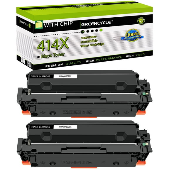 greencycle Compatible Toner Cartridge Replacement for HP 414X W2020X (With Chip) to use in Color Pro MFP M479fdw M479fdn M454dw M454dn M479dw M455dn M479 M454 Printer - 2 Pack W2020X, Black