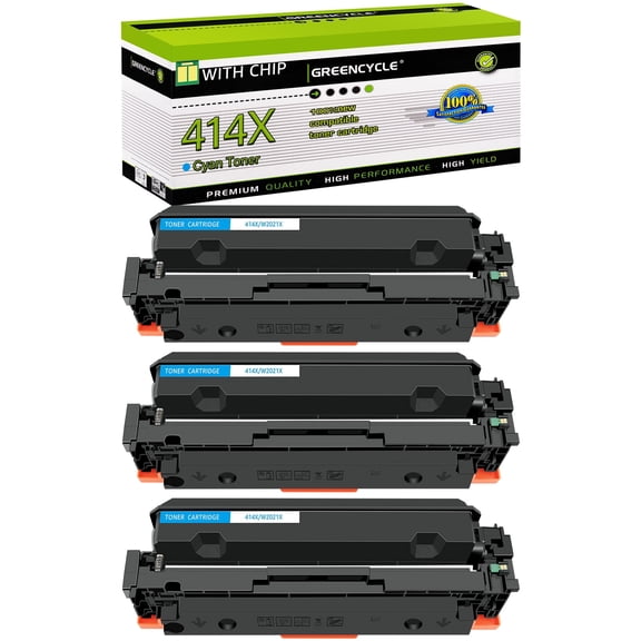 greencycle Compatible Toner Cartridge Replacement for HP 414X W2021X (With Chip) to use in Color Pro MFP M479fdw M479fdn M454dw M454dn M479dw M455dn M479 M454 Printer - 3 Pack W2021X, Cyan