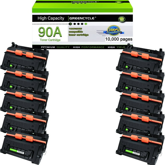 greencycle Compatible Toner Cartridge Replacement for HP 90A Black Toner Cartridge CE390A Use for Laserjet 600 M602 M602x M602n M602dn M603 M603dn M4555 M4555f Printer (10PC)