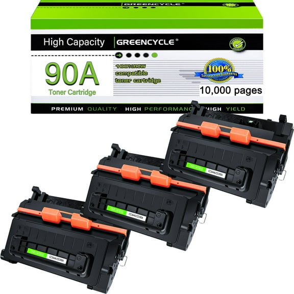 greencycle Compatible Toner Cartridge Replacement for HP 90A Black Toner Cartridge CE390A Use for Laserjet 600 M602 M602x M602n M602dn M603 M603dn M4555 M4555f Printer (3PC)