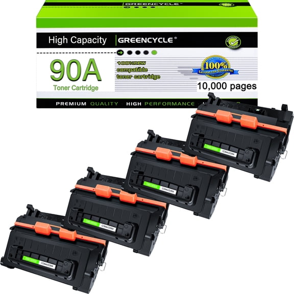 greencycle Compatible Toner Cartridge Replacement for HP 90A Black Toner Cartridge CE390A Use for Laserjet 600 M602 M602x M602n M602dn M603 M603dn M4555 M4555f Printer (4PC)