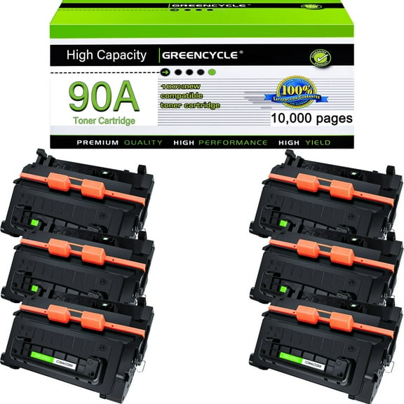 greencycle Compatible Toner Cartridge Replacement for HP 90A Black Toner Cartridge CE390A Use for Laserjet 600 M602 M602x M602n M602dn M603 M603dn M4555 M4555f Printer (6PC)