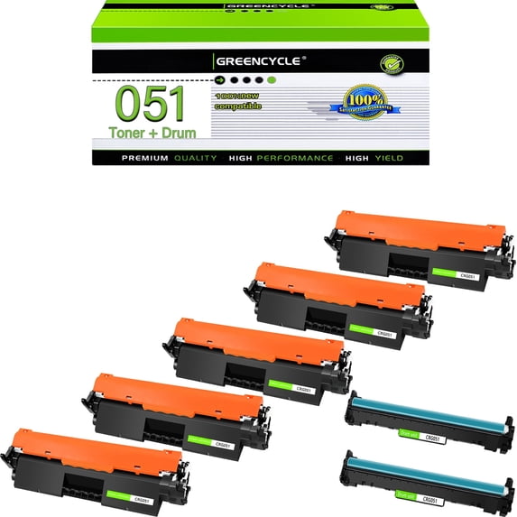 greencycle Compatible Toner Cartridges & Drum Replacement for CANON 051 Toner & 051 Drum Unit Use for ImageCLASS LBP160 LBP161dn LBP162dw MF264dw MF267dw MF269dw(2 Drum + 5 Toner)