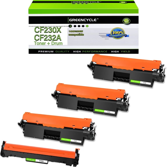 greencycle Compatible Toner Cartridges & Drum Replacement for HP 30x Toner & 32A Drum Unit Use for LaserJet Pro MFP M227fdw M227fdn M227sdn M203dn M203dw M203d(1 Drum + 3 Toner)