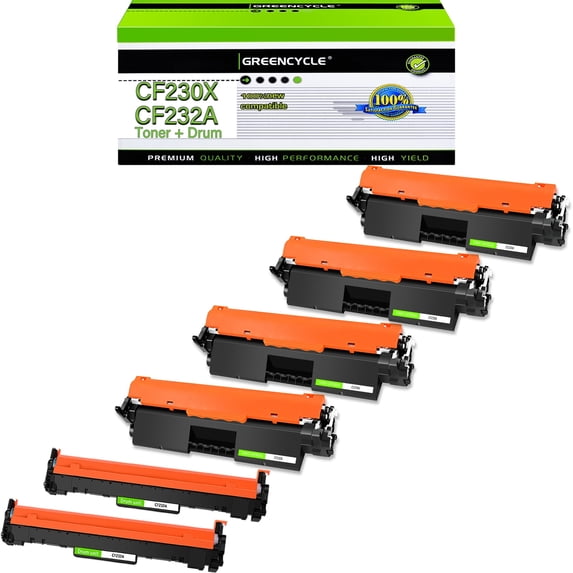 greencycle Compatible Toner Cartridges & Drum Replacement for HP 30x Toner & 32A Drum Unit Use for LaserJet Pro MFP M227fdw M227fdn M227sdn M203dn M203dw M203d(2 Drum + 4 Toner)