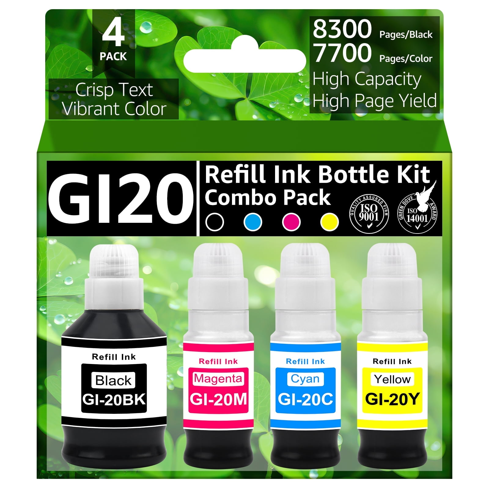 Kit De 5 Botellas De Tinta De Repuesto GI-20 Para Impresoras Canon PIXMA G6020, G7020, G5020 MegaTank