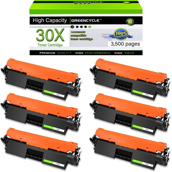 greencycle High Yield CF230X Toner Cartridge Replacement Compatible for HP 30X Black Toner Cartridge LaserJet Pro MFP M227fdw M227fdn M227sdn M203dn M203dw M203d Printer Ink Cartridge (6PCS)