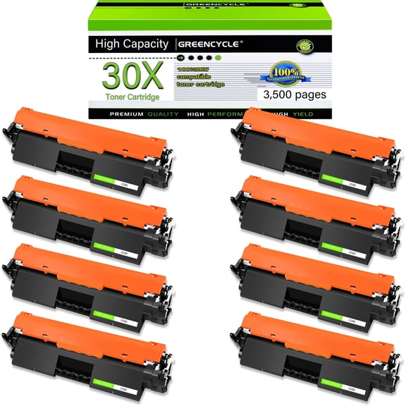 greencycle High Yield CF230X Toner Cartridge Replacement Compatible for HP 30X Black Toner Cartridge LaserJet Pro MFP M227fdw M227fdn M227sdn M203dn M203dw M203d Printer Ink Cartridge (8PCS)