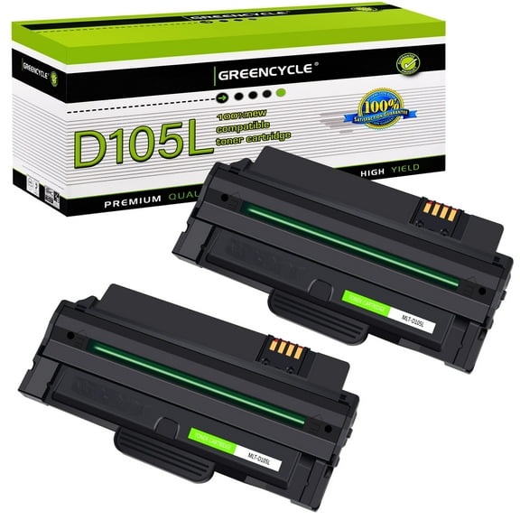 greencycle MLT-D105L High Yield Toner Cartridge Replacement Compatible for Samsung MLT-D105L 105L Used in ML-2525W ML-2545 ML-1915 SCX-4623FW SCX-4623FN SF-650 SF-650P Printer (2 Pack,Black)