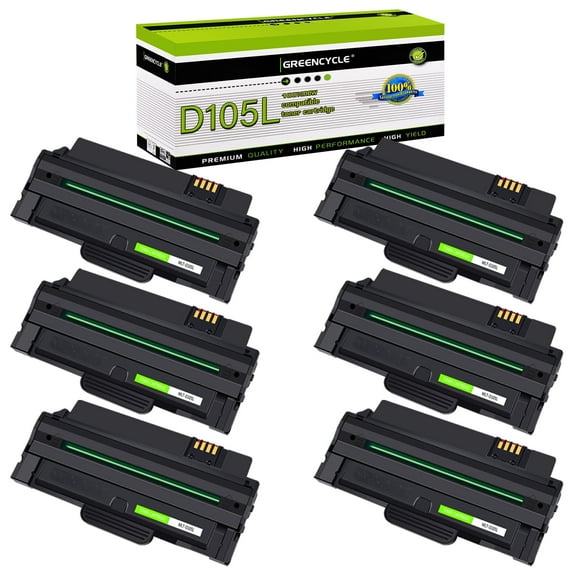greencycle MLT-D105L High Yield Toner Cartridge Replacement Compatible for Samsung MLT-D105L 105L Used in ML-2525W ML-2545 ML-1915 SCX-4623FW SCX-4623FN SF-650 SF-650P Printer (6 Pack,Black)
