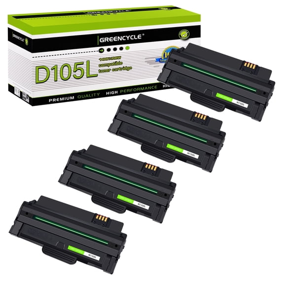 greencycle MLT-D105L High Yield Toner Cartridge Replacement Compatible for Samsung MLT-D105L 105L Used in ML-2525W ML-2545 ML-1915 SCX-4623FW SCX-4623FN SF-650 SF-650P Printer (4 Pack,Black)