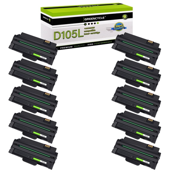 greencycle MLT-D105L High Yield Toner Cartridge Replacement Compatible for Samsung MLT-D105L 105L Used in ML-2525W ML-2545 ML-1915 SCX-4623FW SCX-4623FN SF-650 SF-650P Printer (10 Pack,Black)