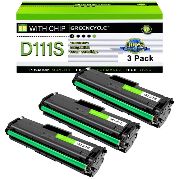 greencycle MLT-D111S D111S Compatible Toner Cartridge Replacement for Samsung MLT-D111S MLT-111L 111S 111L Work with Samsung Xpress SL-M2020W M2070FW M2070W M2024W Printer(3 Pack, Black)