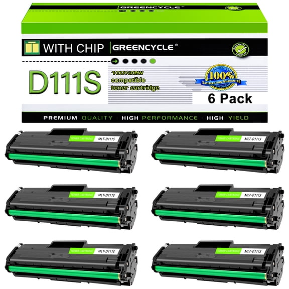 greencycle MLT-D111S D111S Compatible Toner Cartridge Replacement for Samsung MLT-D111S MLT-111L 111S 111L Work with Samsung Xpress SL-M2020W M2070FW M2070W M2024W Printer(6 Pack, Black)
