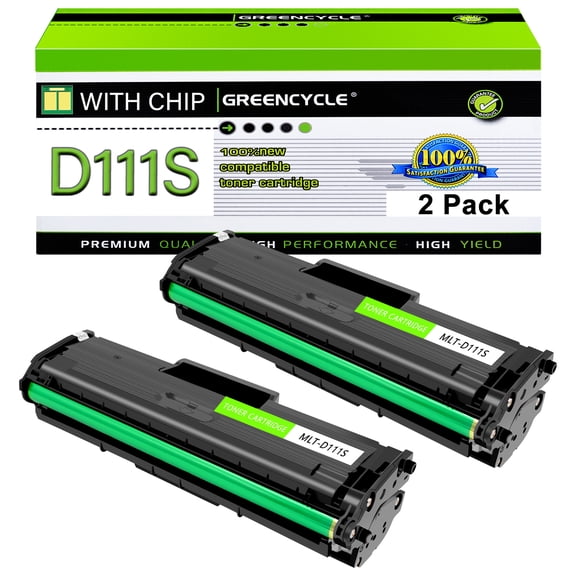 greencycle MLT-D111S D111S Compatible Toner Cartridge Replacement for Samsung MLT-D111S MLT-111L 111S 111L Work with Samsung Xpress SL-M2020W M2070FW M2070W M2024W Printer(2 Pack, Black)