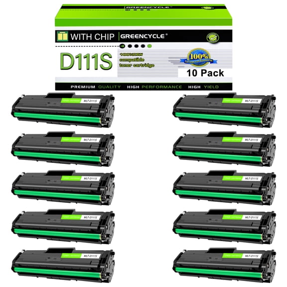 greencycle MLT-D111S D111S Compatible Toner Cartridge Replacement for Samsung MLT-D111S MLT-111L 111S 111L Work with Samsung Xpress SL-M2020W M2070FW M2070W M2024W Printer(10 Pack, Black)