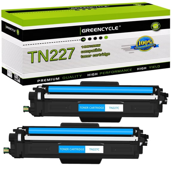 greencycle TN227 TN223 Cyan Toner Cartridge Compatible for Brother TN-227 TN-223 TN227C to use with HL-L3290CDW MFC-L3710CW DCP-L3550CDW Printer (High yield, 2-Pack)