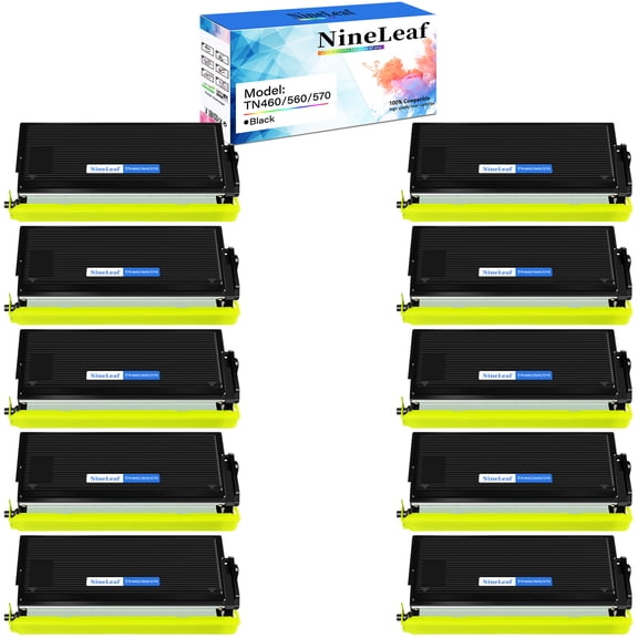Nineleaf TN460 TN570 TN560 Toner Cartridge Compatible for Brother TN-460 TN-570 TN430 work with Intellifax 4100e 4750e HL-1240 MFC-2500 MFC-1260 MFC-8300 MFC-9600 Printer(Black,10 Pack)