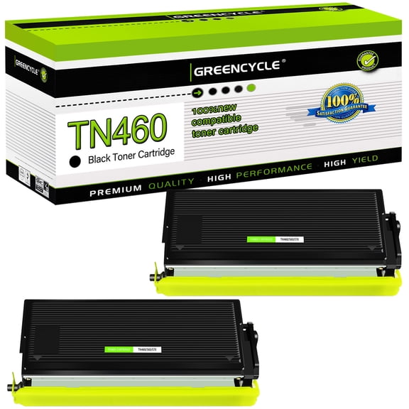 greencycle TN460 Toner Cartridge Compatible for Brother TN-460 TN570 TN560 Work with Intellifax 4100e 4750e DCP-1200 DCP-1400 MFC-1260 MFC-9750 HL-1230 HL-1240 Printer(2-Pack Black)
