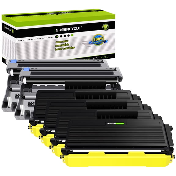greencycle TN580 DR520 High Yield Black Toner Cartridges & Drum Unit Set Compatible for Brother TN650 DR620 use for HL-5370dw 5340d DCP-8060 8065DN MFC-8680dn 8480DN 8690dw Printer (4 Toner,2 Drum)