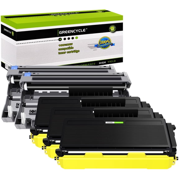 greencycle TN580 DR520 High Yield Black Toner Cartridges & Drum Unit Set Compatible for Brother TN650 DR620 use for HL-5370dw 5340d DCP-8060 8065DN MFC-8680dn 8480DN 8690dw Printer (3 Toner,2 Drum)