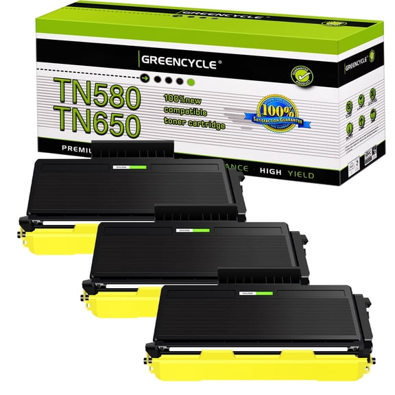 greencycle TN580 TN650 High yield Toner Cartridge Compatible for Brother TN580 TN650 TN620 to use with HL-5370DW HL-5250DN HL-5340D MFC-8860DN DCP-8060 DCP-8065DN Printer (Black, 3-Pack)