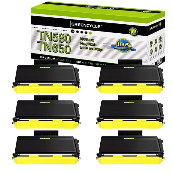 greencycle TN580 TN650 High yield Toner Cartridge Compatible for Brother TN580 TN650 TN620 to use with HL-5370DW HL-5250DN HL-5340D MFC-8860DN DCP-8060 DCP-8065DN Printer (Black, 6-Pack)