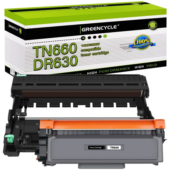 greencycle TN660 TN630 Toner Cartridge DR630 Drum Unit Set Compatible for Brother MFC-L2700DW HL-L2300D HL-L2320D HL-L2360DW MFC-L2740DW DCP-L2540DW Printer (1 Toner, 1 Drum)