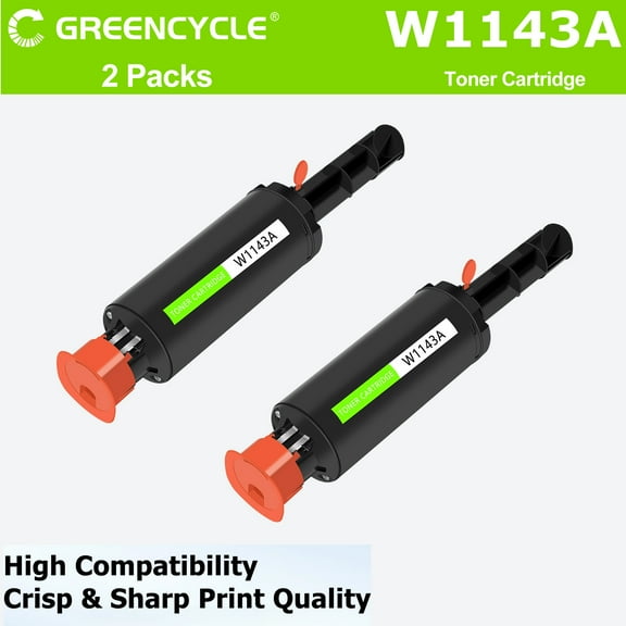 greencycle W1143A Black Toner Cartridge Replacement Compatible for HP 143A W1143AD Work with Laser Neverstop 1001nw Printer MFP 1202w 1202nw 1201n Ink Cartridge,2500 Pages,2pcs