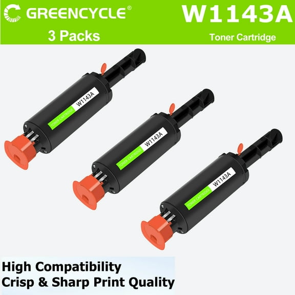 greencycle W1143A Black Toner Cartridge Replacement Compatible for HP 143A W1143AD Work with Laser Neverstop 1001nw Printer MFP 1202w 1202nw 1201n Ink Cartridge,2500 Pages,3pcs