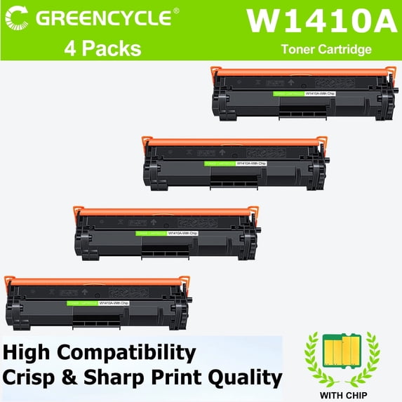 greencycle W1410A With Chip Toner Cartridge Replacement Compatible for 141A Work with Laser Jet MFP M140w M139w M110w Printers (Not Compatible for "e" series Laser Jet M110we M139we M140we),4pcs