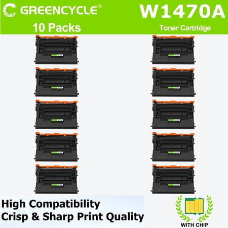 greencycle W1470A With Chip Toner Cartridge Replacement Compatible for 147A Work with MFP M634h M635z M636z M610 M611 M612 M636 M610dn M611dn M611x M612dn M612x M634z M635fht M635h M636fh,10pcs