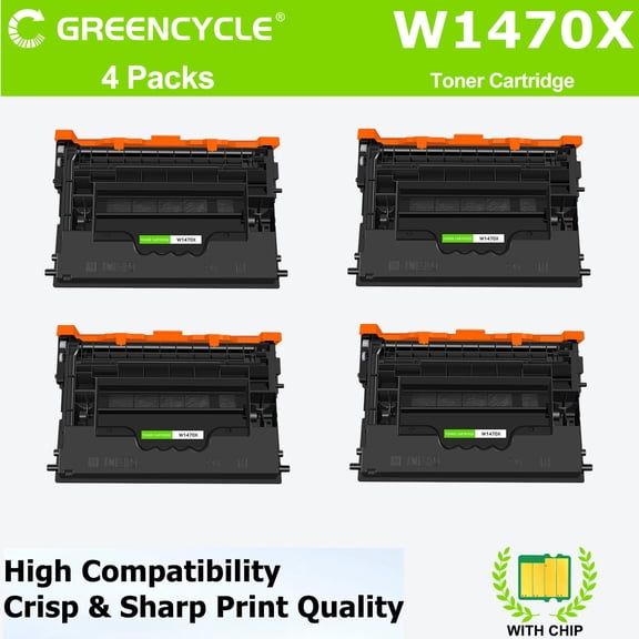greencycle W1470X With Chip Toner Cartridge Replacement Compatible for HP 147X Work with Laser Jet Enterprise Flow MFP M634h M635z M636z M611dn M611x M612dn M612x MFP M634z M635fht M635h M636fh,4pcs