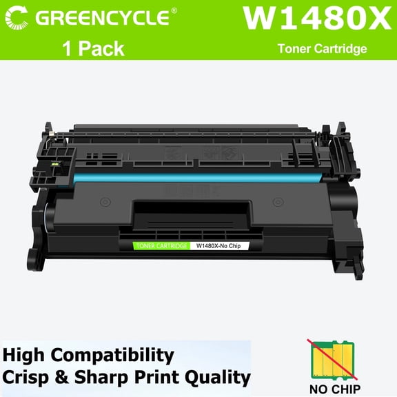 greencycle W1480X No Chip Toner Cartridge Replacement Compatible for 148X Black Toner Cartridge Work With Laser jet Pro 4001dw 4001dn 4001n MFP 4101fdw 4101fdn Printers (1pc, NO CHIP with Tool)