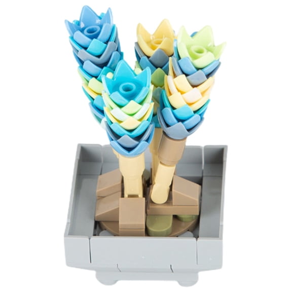 greenhome 1 Set Mini Building Blocks Smooth Edges Spatial Imagination Ability Plastic Building Block Succulent Potted Plant Birthday Gift