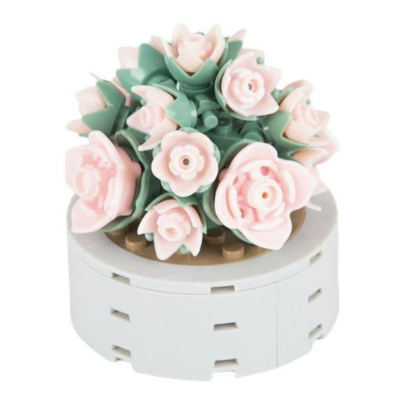 greenhome 1 Set Mini Building Blocks Smooth Edges Spatial Imagination Ability Plastic Building Block Succulent Potted Plant Birthday Gift