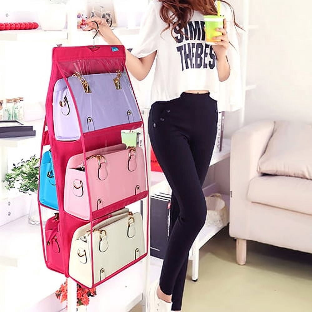 greenhome 6 Pockets Hanging Bag Purse Storage Organizer Wardrobe Closet ...