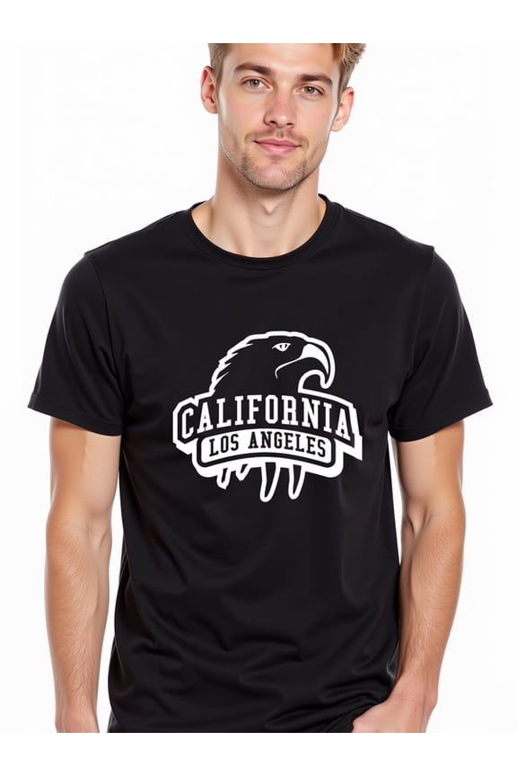 greennik California Los Angeles Eagle Tee men's t shirt black short top Summer wear Vintage-inspired, comfortable fit Classic Unisex Shirt Printed tshirts