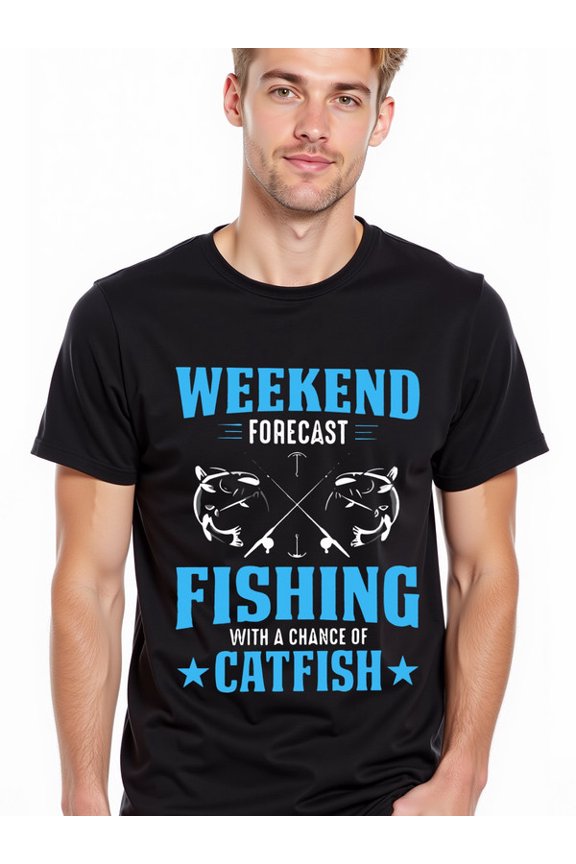 greennik Catfish Fishing Weekend Forecast men's funny t shirts black funny elegant Casual sportswear Weekend casual wear Casual Unisex Shirt Printed tshirts