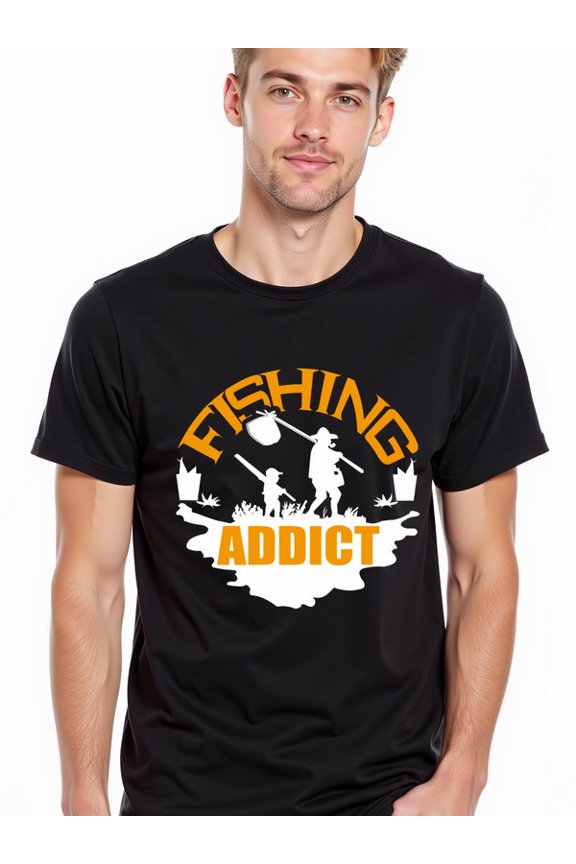 greennik Fishing Addict T-Shirt Men funny t shirts black short graphic Perfect for exercise Spring and summer outdoor wear Vintage Unisex Shirt Printed tshirts