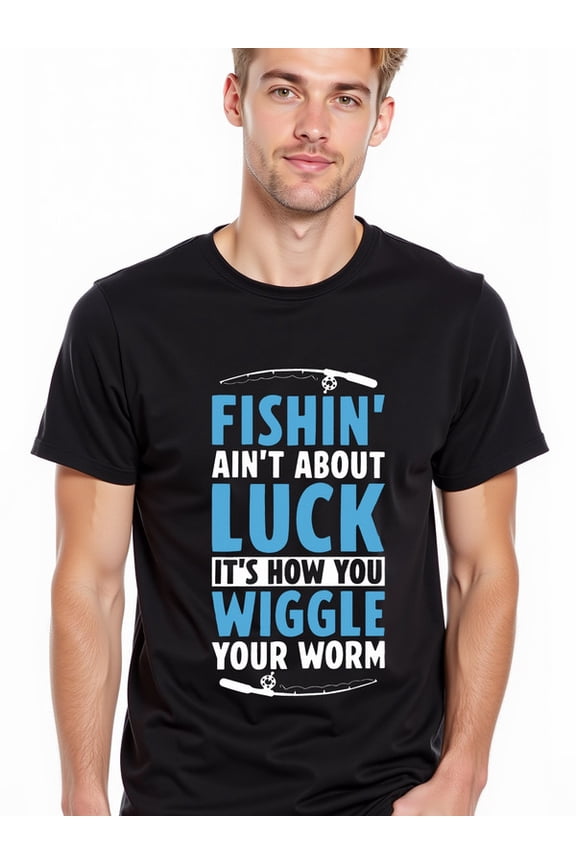 greennik Fishing Luck Worm T-Shirt men's t-shirt black top summer Soft and comfortable Stylish summer outerwear Classic Unisex Shirt Graphic Tee tshirts