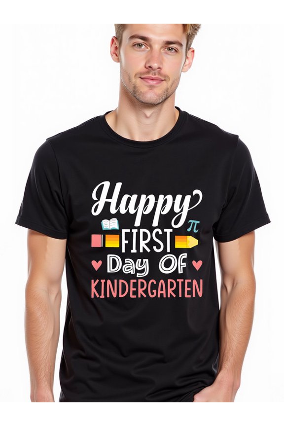 greennik Happy First Day Kindergarten Tee Men t-shirt black graphic tees graphic Comfortable activewear, perfect for gifts Original Unisex Shirt Cotton tshirts