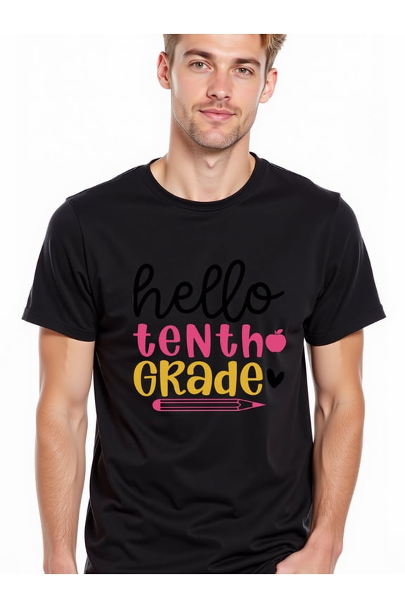 greennik Hello 10th Grade T-Shirt Men's t-shirts black graphic top Weekend casual wear Spring and summer outdoor wear Fashion Unisex Shirt Graphic tshirts