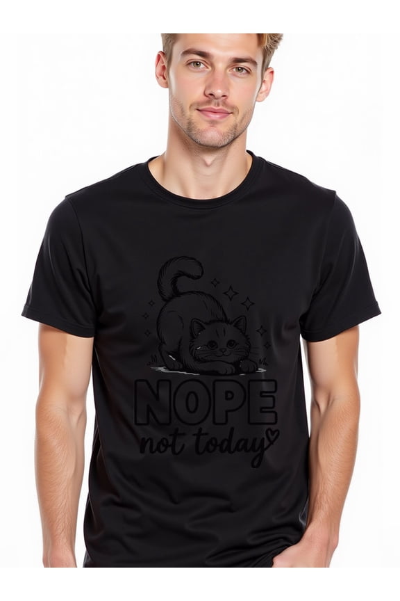 greennik Lazy Cat 'Nope' T-Shirt for men funny t shirts black summer graphic t shirts For summer Fall Funny Unisex Shirt Graphic Tee tshirts