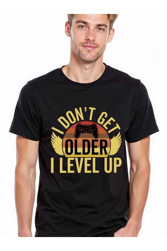 greennik Level Up Gaming Tee Mens graphic t shirts black 2026 funny Summer wear Vintage-inspired, comfortable fit Basic Unisex Shirt Cotton tshirts