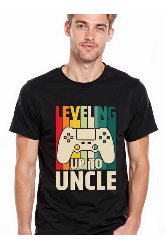 greennik Level Up to Uncle Tee Mens funny t shirts black top short Wearable year-round Daily and weekend wear Retro Unisex Shirt Crewneck tshirts