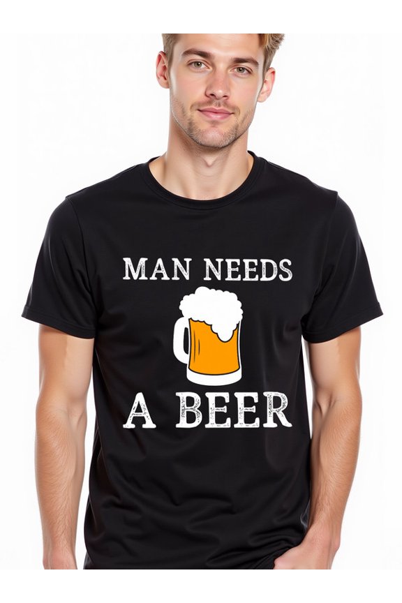 greennik Man Needs Beer T-Shirt Men t-shirts black summer limited edition Spring and summer outdoor wear Fashion Unisex Shirt Short Sleeve tshirts